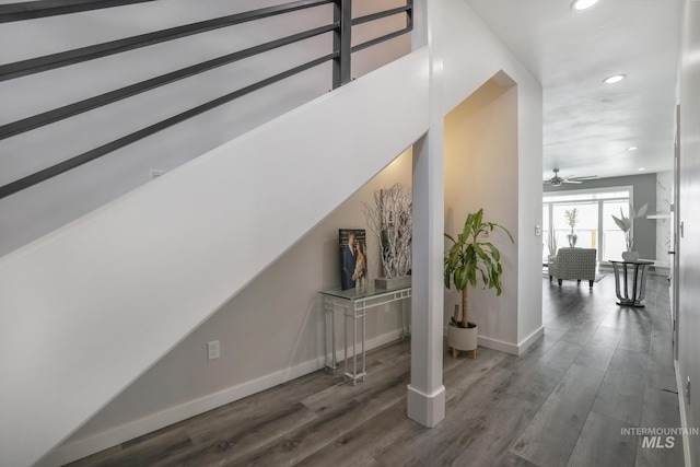 922 Victory Dr, Gooding, ID 83330 - interior space with recessed lighting, wood finished floors, baseboards, and ceiling fan