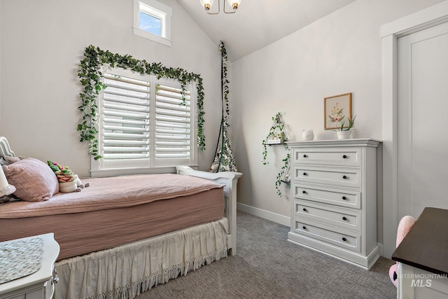 5209 W Strant Steet, Eagle, ID 83616 - carpeted bedroom with vaulted ceiling and a chandelier