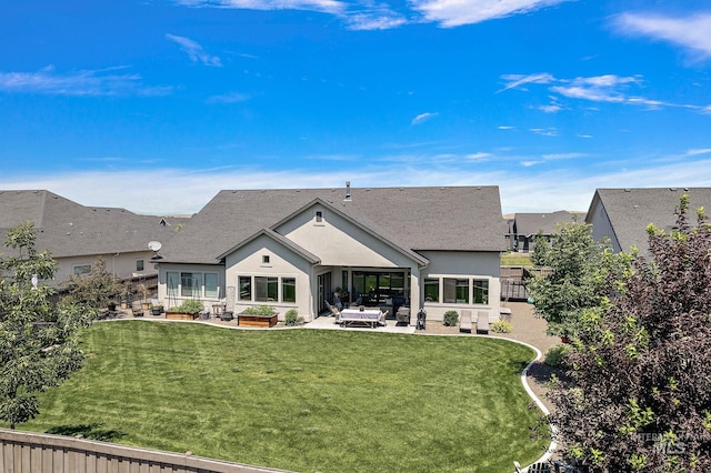 5209 W Strant Steet, Eagle, ID 83616 - rear view of house featuring a patio, stucco siding, and a fenced backyard
