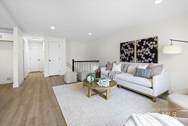 living room with light wood-type flooring