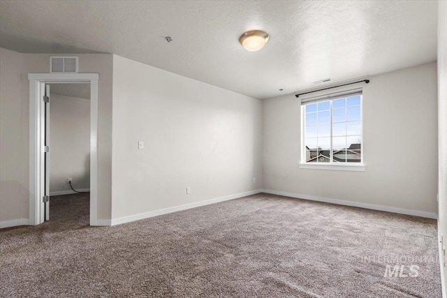 spare room with carpet and a textured ceiling