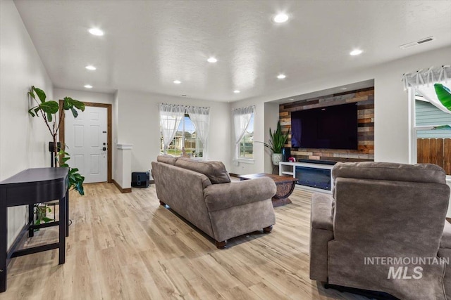 living room with light wood-type flooring