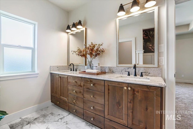 3160 Crescent Moon Rd, Twin Falls, ID 83301 - full bath with double vanity and marble finish flooring