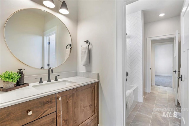 3160 Crescent Moon Rd, Twin Falls, ID 83301 - bathroom featuring vanity and bathtub / shower combination