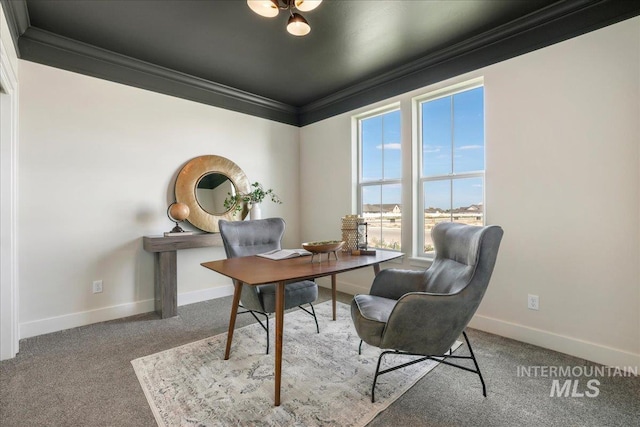 3160 Crescent Moon Rd, Twin Falls, ID 83301 - carpeted home office featuring ornamental molding