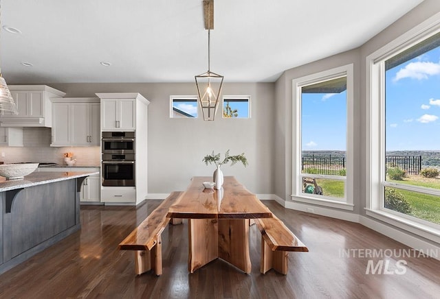 5557 E Hootowl Dr, Boise, ID 83716 - dining area with dark wood finished floors, baseboards, and recessed lighting