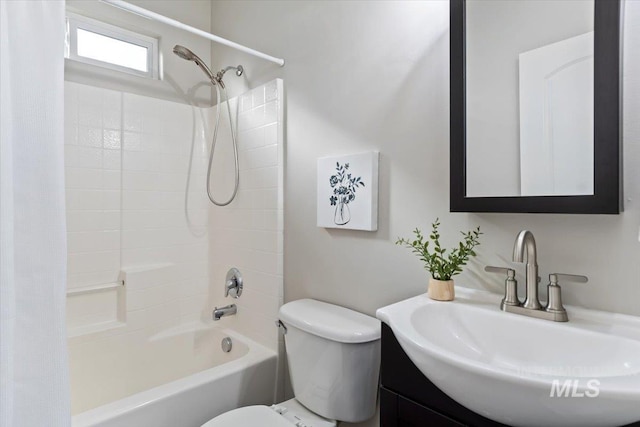 full bathroom with vanity, toilet, and shower / bath combo