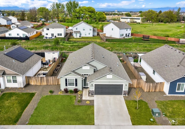 drone / aerial view with a residential view
