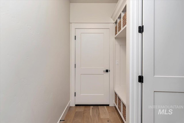 mudroom featuring light hardwood / wood-style flooring