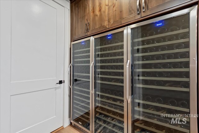 interior space with beverage cooler