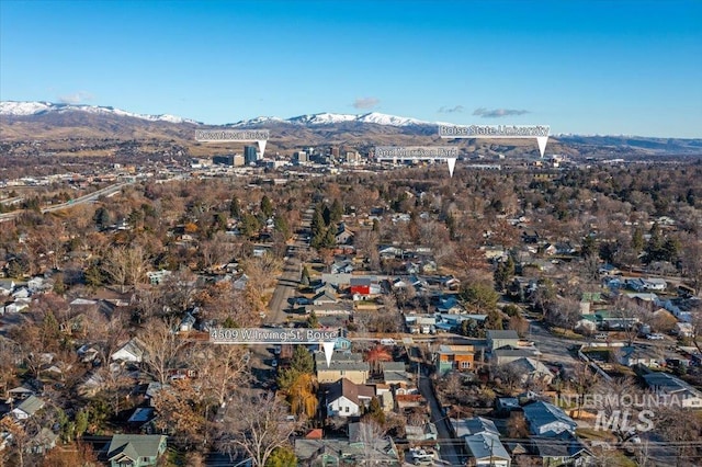 drone / aerial view with a mountain view