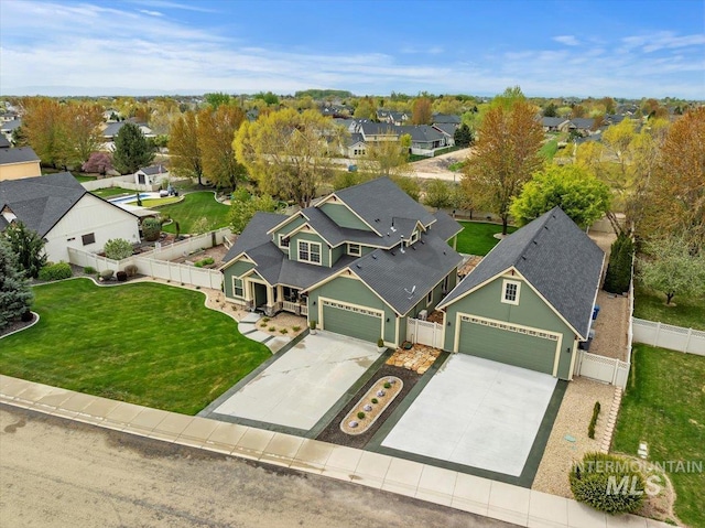 drone / aerial view with a residential view