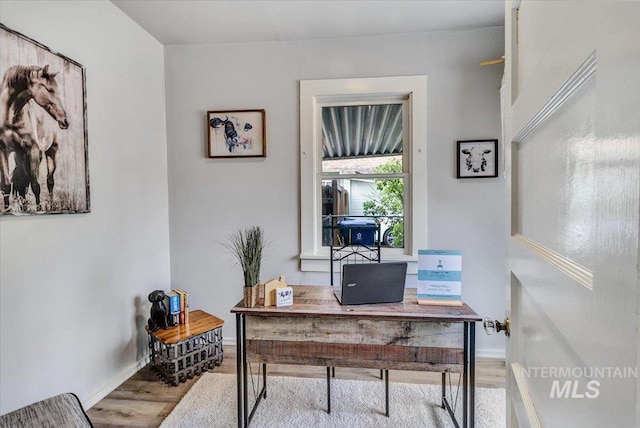 office space featuring light wood-type flooring