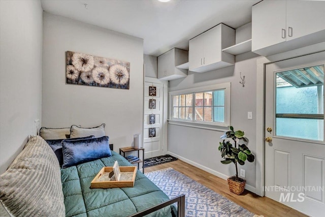 interior space with light hardwood / wood-style flooring