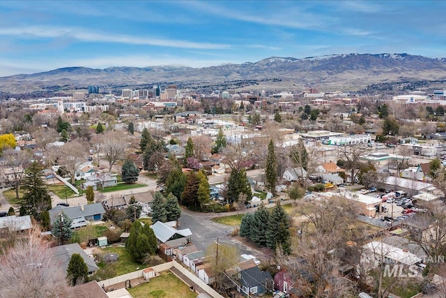 aerial view with a mountain view