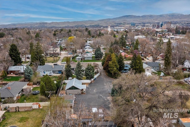 aerial view with a residential view and a mountain view