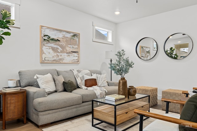 living room with light wood-type flooring