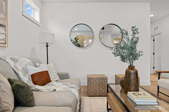 living room featuring light hardwood / wood-style floors