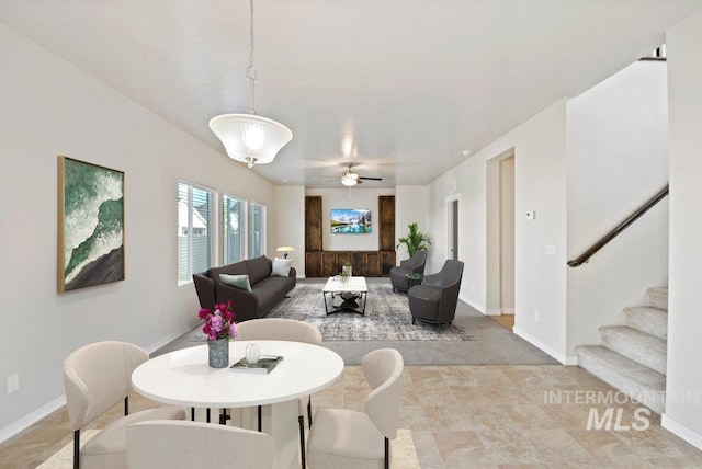 4217 S Leaning Tower Ave, Meridian, ID 83624 - living room with stairway and ceiling fan