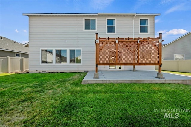 4217 S Leaning Tower Ave, Meridian, ID 83624 - rear view of house with a pergola, a patio, and a fenced backyard