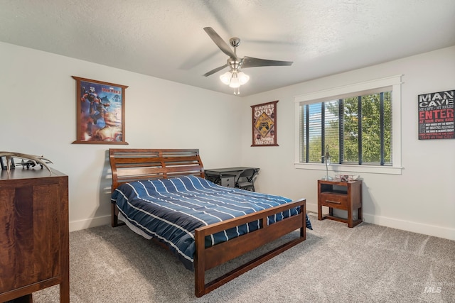 2679 S Tristram Way, Meridian, ID 83642 - bedroom with carpet flooring, baseboards, a textured ceiling, and ceiling fan