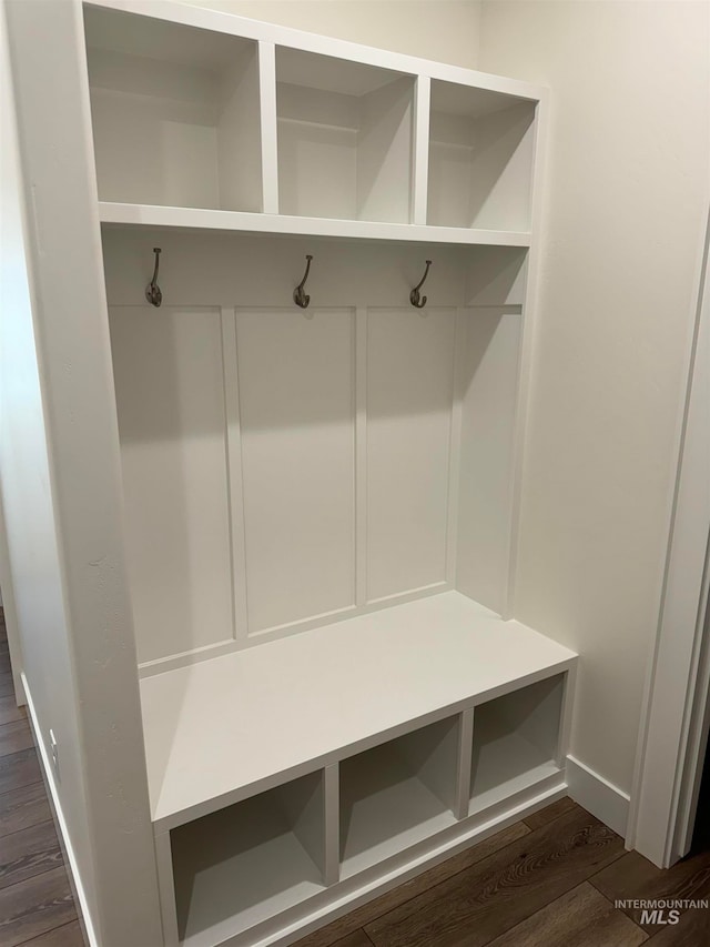 mudroom featuring dark hardwood / wood-style floors