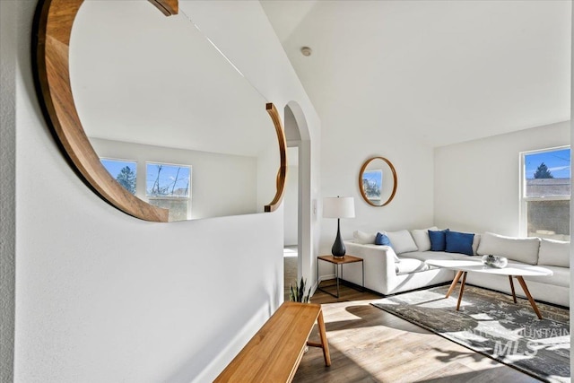 living room featuring dark hardwood / wood-style floors