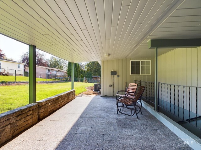 view of patio featuring central AC unit