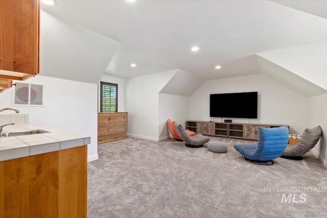 1512 E Rivers End Ct, Eagle, ID 83616 - carpeted home theater room with vaulted ceiling and recessed lighting