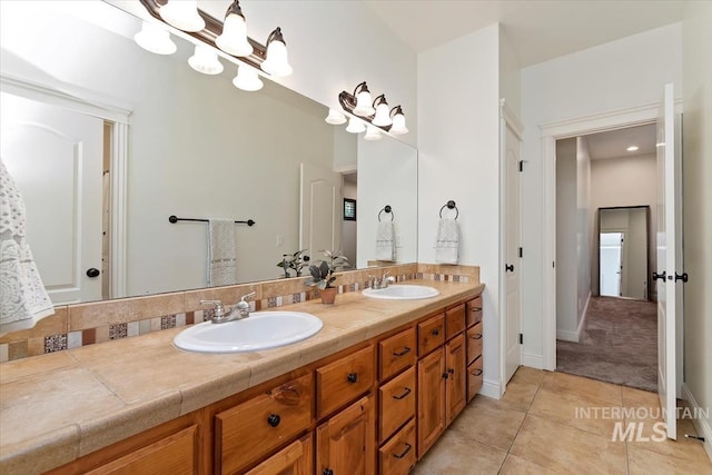 1512 E Rivers End Ct, Eagle, ID 83616 - full bath featuring double vanity and tile patterned floors