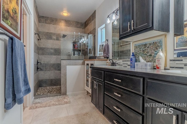 150 Cayuse Creek Dr, Kimberly, ID 83341 - full bathroom with double vanity, walk in shower, and tile patterned floors