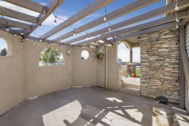 view of patio featuring a pergola