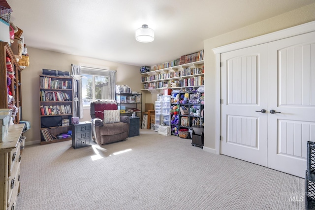 sitting room with light carpet
