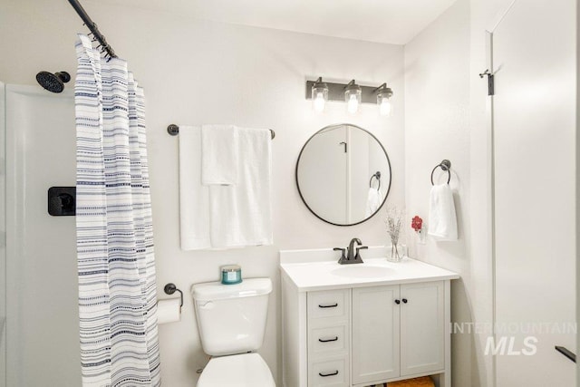 122 N Washington, Moscow, ID 83843 - full bath featuring toilet, a shower with shower curtain, and vanity