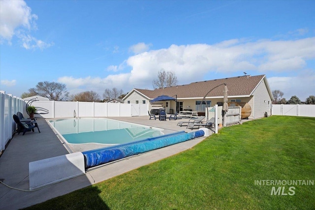 323 W 100 N, Jerome, ID 83338 - view of pool with a patio area, a fenced backyard, a fenced in pool, and a yard