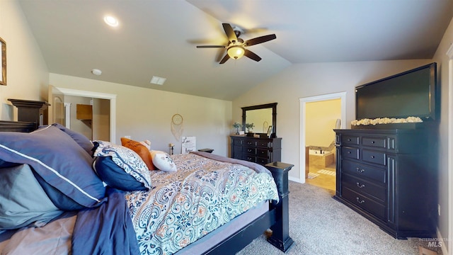 3634 E 3892 N, Kimberly, ID 83341 - carpeted bedroom featuring lofted ceiling, ensuite bath, a ceiling fan, and baseboards