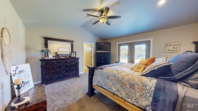 3634 E 3892 N, Kimberly, ID 83341 - bedroom featuring lofted ceiling, access to outside, baseboards, a ceiling fan, and carpet