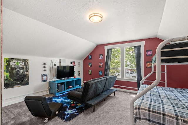 1035 Francis St, Clarkston, WA 99403 - bedroom featuring a textured ceiling, carpet flooring, and vaulted ceiling