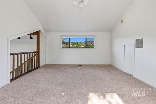1909 E Roanoke Dr, Boise, ID 83712 - additional living space featuring carpet floors, ceiling fan, and lofted ceiling