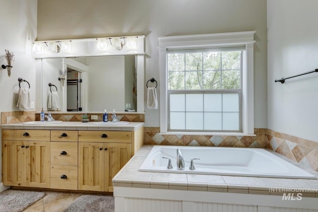 12507 N Humphreys Way, Boise, ID 83714 - full bathroom featuring plenty of natural light, double vanity, a bath, and tile patterned flooring