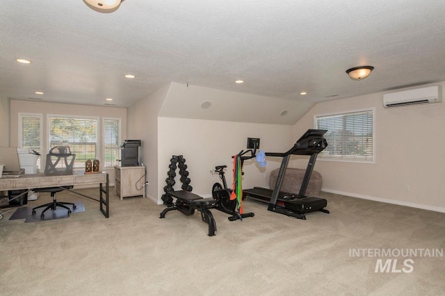 8344 Partridge Dr, Nampa, ID 83686 - exercise area featuring a wall mounted air conditioner, carpet floors, baseboards, and a wealth of natural light