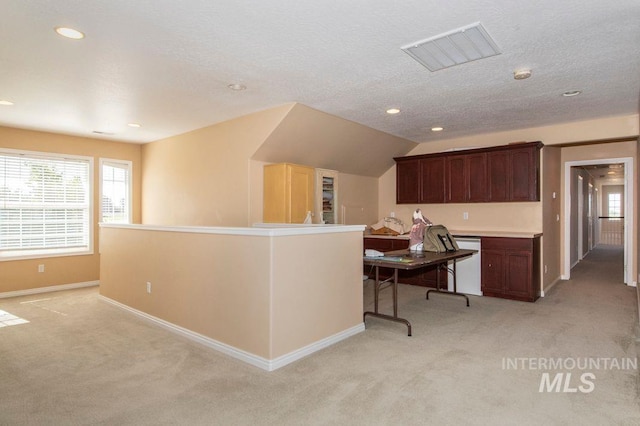 8344 Partridge Dr, Nampa, ID 83686 - kitchen featuring visible vents, recessed lighting, and light colored carpet