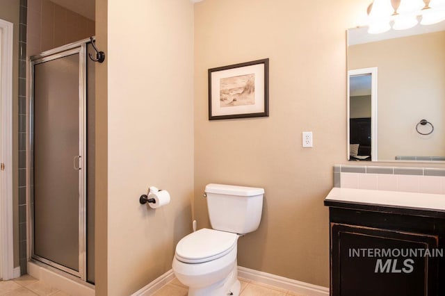 8344 Partridge Dr, Nampa, ID 83686 - bathroom featuring tile patterned floors, a shower stall, and toilet