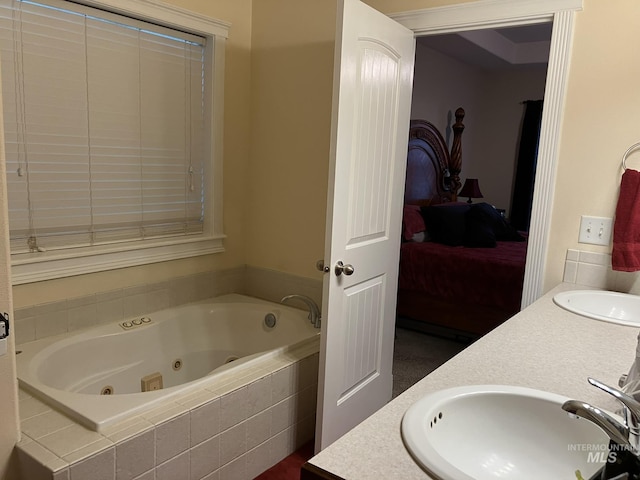 11565 W Zachery Ave, Nampa, ID 83651 - bathroom featuring a jetted tub, double vanity, and ensuite bathroom