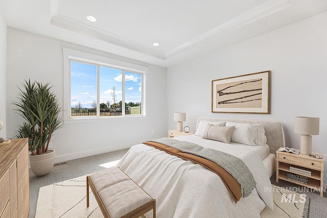 7029 S Tindaris Ave, Meridian, ID 83642 - carpeted bedroom with recessed lighting and a raised ceiling