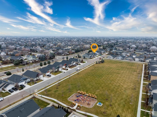 aerial view with a residential view