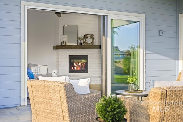 5445 S Mesa Trail Pl, Meridian, ID 83642 - view of patio / terrace with a fireplace