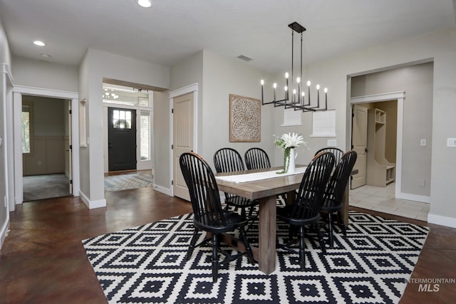 570 E Ocelot, Meridian, ID 83646 - dining room featuring baseboards, a chandelier, and recessed lighting
