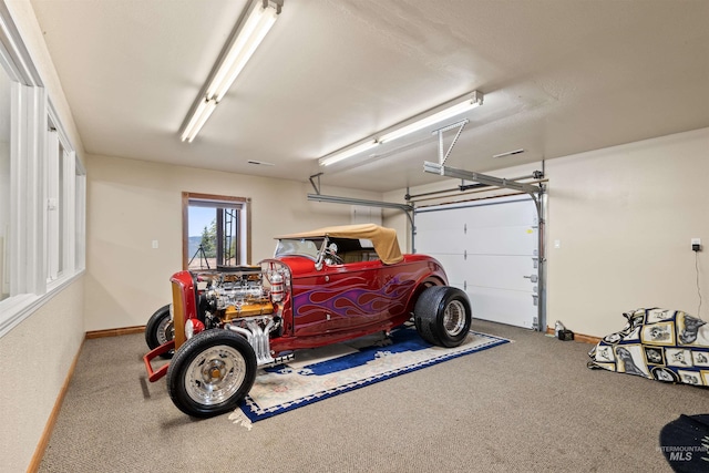garage with baseboards