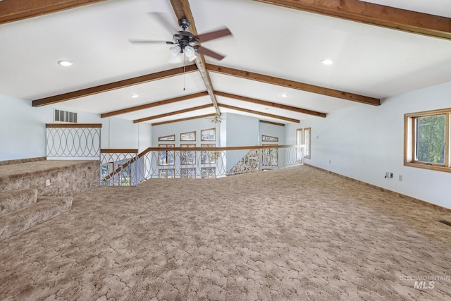 569 Spring Creek Rd, Burley, ID 83318 - unfurnished living room featuring a ceiling fan, recessed lighting, and carpet